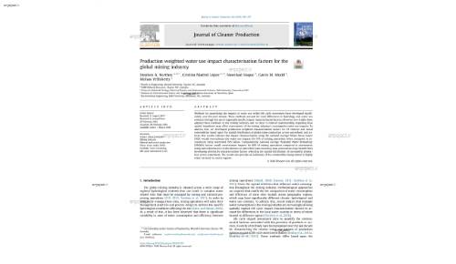 Production weighted water use impact characterisation factors for the global mining industry